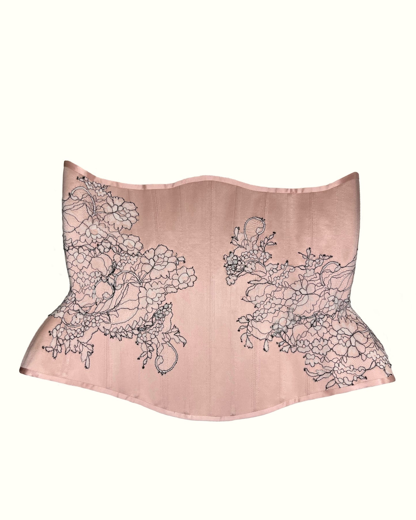 Silk Underbust Corset with Chantilly Lace