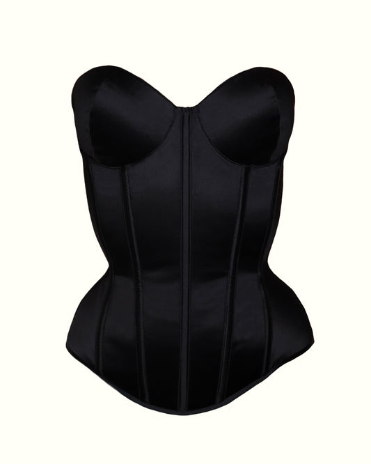 Silk Cupped Corset with External Boning